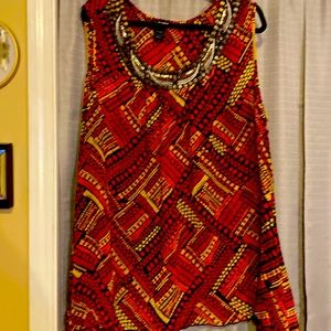 Sleeveless multicolored sheer fun /dressy blouse